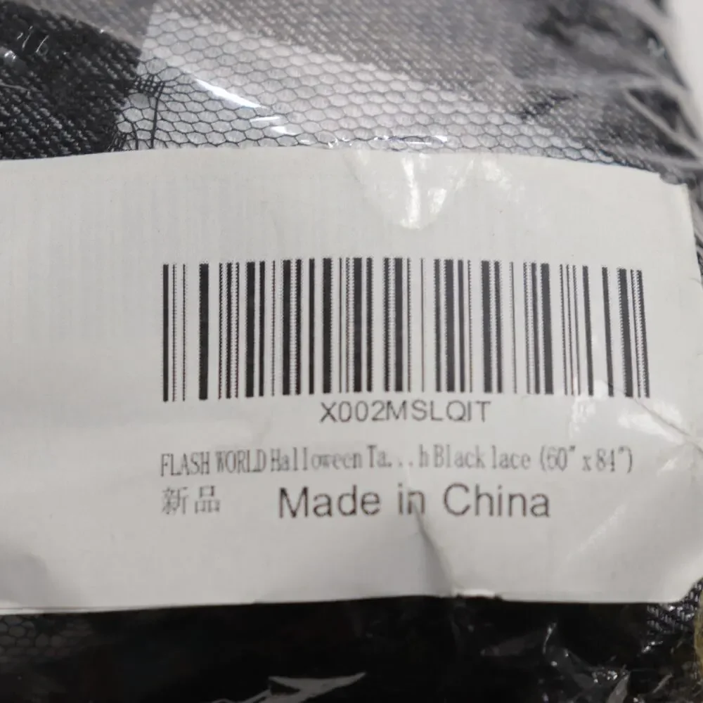Flash World Reversible Tablecloth Black White Check Lace Rectangle 60X84 in